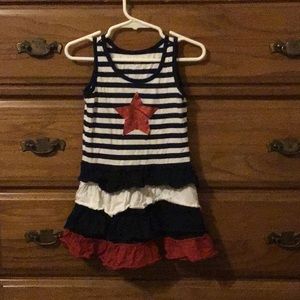 CHILDREN’S PLACE girls 3T red white and blue star 4th of July ruffle dress